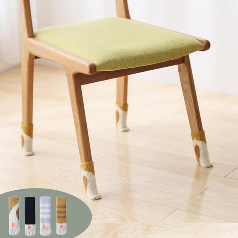 Mesa de punto y cubierta para pata de silla s Estilo de gato, cubierta para pata de silla para embalaje y protección, taburete, 4 Uds. De grosor doble ► Foto 1/5