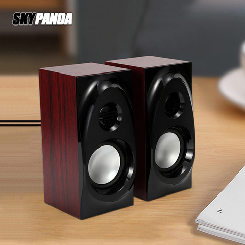 Altavoces de escritorio de madera, entrada auxiliar de 3,5mm, alimentación USB, para ordenador portátil, Teléfono de Escritorio, Audio ► Foto 1/6