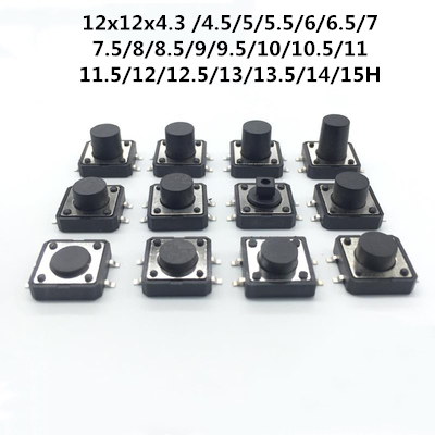 Mini interruptor de botón táctil PCB, interruptor Micro SMD de 4 pines 12*12*4,3/5/6/7/8/9 MM 12x4,3 MM/4,5 MM/5,5 MM/5MM/MM, 10 Uds./6MM/6,5 H ► Foto 1/4