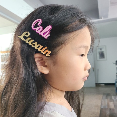 Pasadores de pelo con palabras personalizadas para mujer y niña, pinzas para el pelo con nombre personalizado, productos personalizados ► Foto 1/6