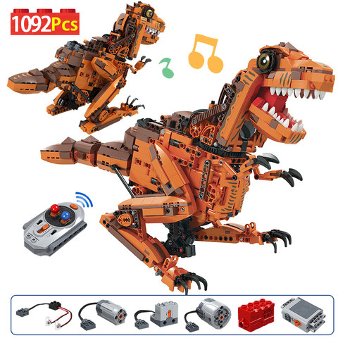 Bloques de construcción 1092 Uds. City Electric Tyrannosaurus, la técnica de bloques de construcción RC Jurassic World, bloques de dinosaurio, juguetes para niños ► Foto 1/6