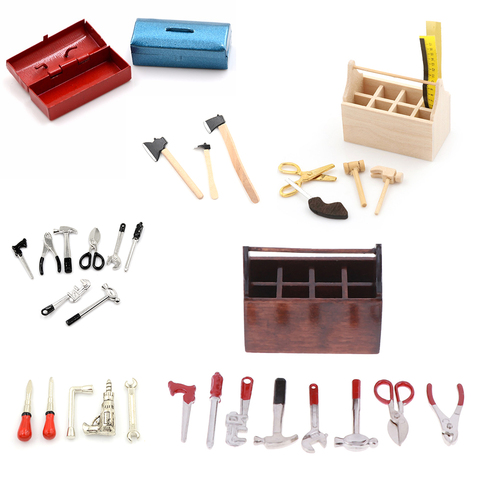 Mini herramientas de reparación, caja de herramientas de simulación, modelo de juguetes para decoración de casa de muñecas, accesorios en miniatura, 1/12 ► Foto 1/6