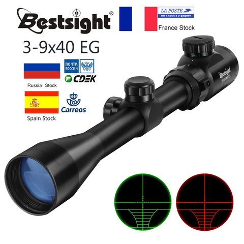 B marca 3-9x40 óptica rojo verde telémetro iluminado óptico Rifle de francotirador alcance caza ámbitos Riflescope ► Foto 1/6