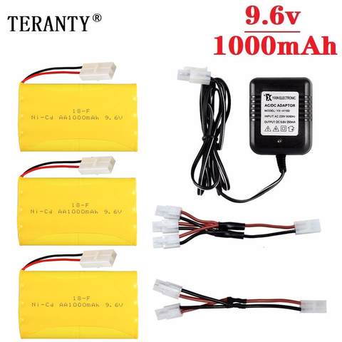 Batería ni-cd de 9,6 v y 1000mah cargador USB para juguetes de control remoto, coche, tanque, tren, Robot, barco, pistola, AA, 9,6 v, paquete de batería recargable, modelo H ► Foto 1/3