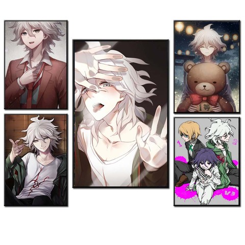 Pósteres de arte de pared modulares para decoración del hogar, pintura en lienzo de estilo nórdico con impresiones de Danganronpa, Komaeda Nagito, para dormitorio ► Foto 1/5