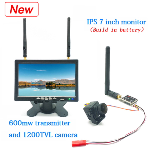 EWRF-monitor FPV para Dron teledirigido, 5,8G, 40 canales, 7 pulgadas, HD, IPS, 1024x600, con transmisor de 600mw y cámara Cmos 1200TVL fpv ► Foto 1/6