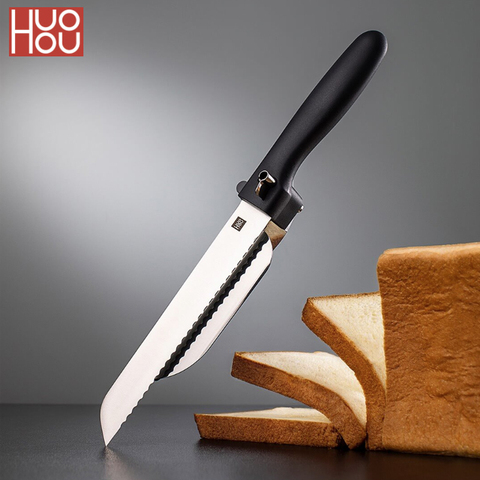 Huohou-cuchillo de acero inoxidable para pan, hoja dentada de 18CM, afilador de diente de sierra, espesor ajustable, cuchillo para fruta para xiaomi ► Foto 1/6