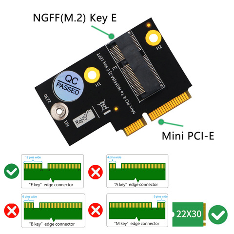 Adaptador M.2 para llave NGFF E a tarjeta de expansión Mini PCI-E de tamaño medio para WiFi6 AX200, 9260, 8265 ,8260 ,7265 y modelo Y510P ► Foto 1/6