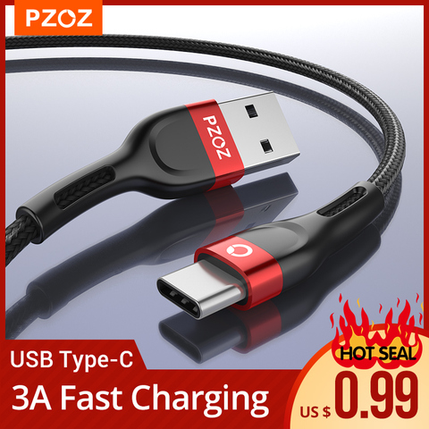 PZOZ Cable USB tipo C cargador de cable de datos de carga rápida usb c para Samsung A51 s10 s9 plus s8 note 9 10 plus Cable tipo-C xiaomi mi 10 9 a3 redmi note k30 pro redmi note 9s 7 8 pro 8t huawei ► Foto 1/6