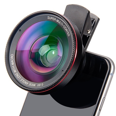 4K HD Super 15X Lente Macro para Smartphone Anti-distorsión 0.45X 0.6X Lente gran angular vidrio óptico teléfono móvil cámara Lente Kit ► Foto 1/6