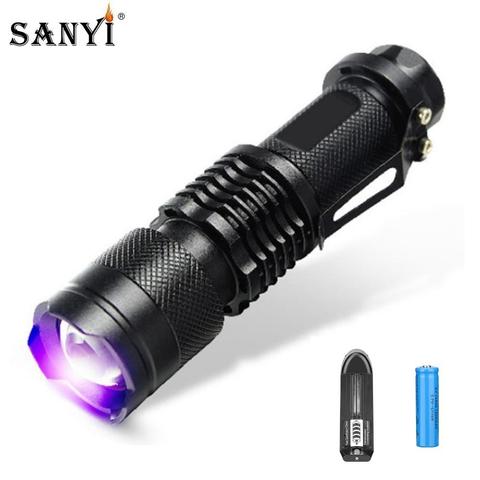 Zoomable Led UV linterna antorcha LUZ Ultra VIOLETA lámpara ultravioleta de la luz AA batería para el marcador Checker detección SK68 ► Foto 1/6