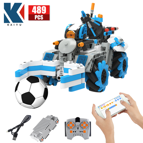 Kaiyu-489 Uds. Creador de ciudades, coche eléctrico de Control remoto, bloques de construcción de fútbol, aplicación remota técnica, vehículo de Control, juguete para niños ► Foto 1/6