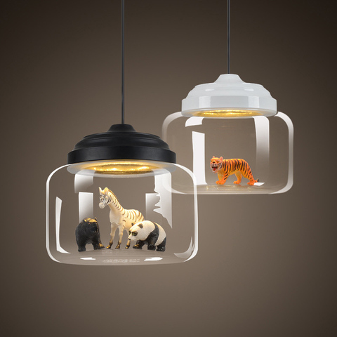 Moderno colgante Led luces Animal creativo Hanglamp para comedor habitación de bebé Bar nórdico decoración de vidrio luminaria de suspensión ► Foto 1/6