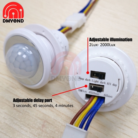 AC 85V-AC 265V LED PIR retraso ajustable integrado Cuerpo Humano infrarrojos Detector infrarrojo IR Sensor de movimiento de interruptor de la luz para el hogar ► Foto 1/6