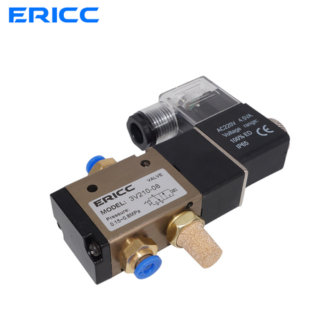 Válvula Solenoide de aire neumática, válvula magnética de Gas de Control eléctrico, 3 vías, 2 posiciones, 3V210-08 DC12V 24V AC220V ► Foto 1/6