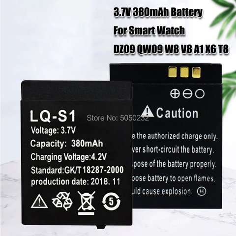 LQ-S1 inteligente pilas para reloj de 3,7 V 380mAh Li-ion recargable batería de polímero para el reloj inteligente HLX-S1 DZ09 W8 T8 A1 V8 X6 ► Foto 1/6