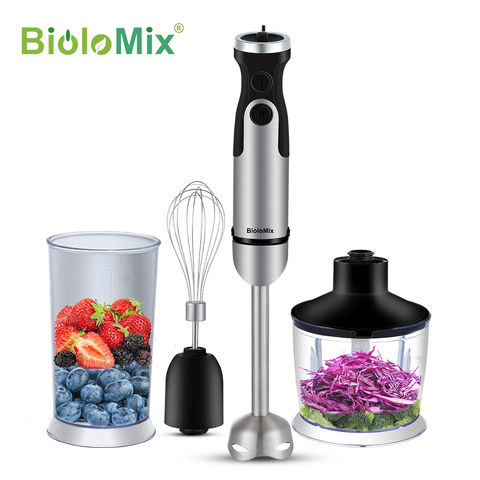 Biolomix-batidora de mano 4 en 1 de 1200W, mezclador de inmersión, procesador de alimentos, Control de 6 velocidades, picadora de 800ml, batidor, vaso de 600ml ► Foto 1/6