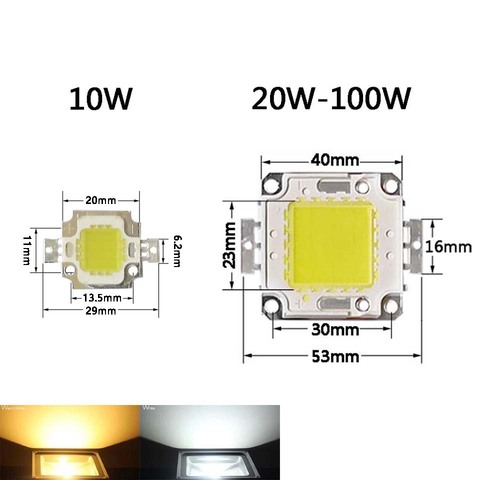 Cuentas de luz COB de 10W, 20W, 30W, 50W, 70W, 100W, smd, lámpara cuadrada de alto brillo, bricolaje, CC de 12V, 36V, Chip LED blanco frío y cálido ► Foto 1/6