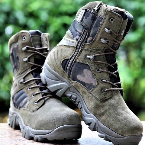 Botas militares de combate para hombres, zapatos transpirables para senderismo táctico, entrenamiento en el desierto, zapatillas antideslizantes, talla 39-47 ► Foto 1/6