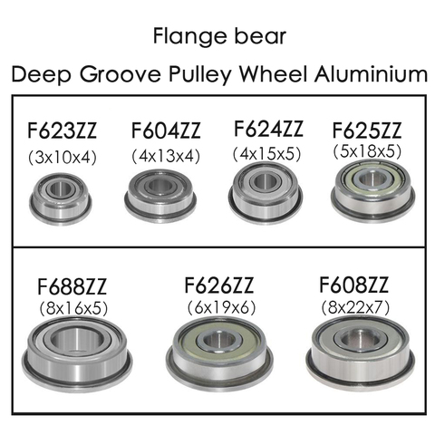 5 uds 3D piezas de impresoras de ranura profunda de la polea de la rueda de aluminio F604ZZ F623ZZ F624ZZ F625ZZ F626ZZ F608ZZ F688ZZ brida oso ► Foto 1/5