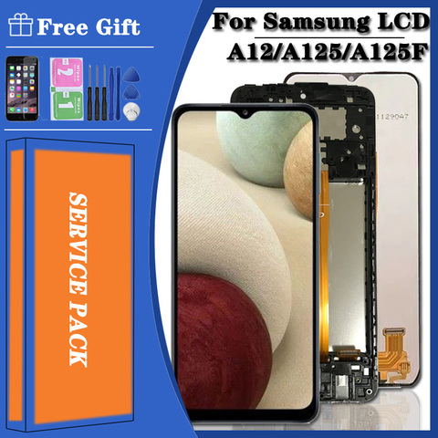 Original para Samsung Galaxy A12 LCD SM-A12F SM-A12F/DSN de pantalla LCD de pantalla táctil digitalizador asamblea para reemplazar Samsung A125 lcd ► Foto 1/6