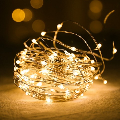 Cadena de luces LED de cobre ligero, iluminación de vacaciones, guirnalda de luces de hadas, funcionamiento de batería para decoración del banquete de boda, árbol de Navidad, 1-10M ► Foto 1/6