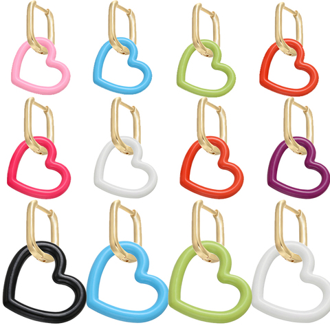 ZHUKOU-pendientes de aro multicolor para mujer, aretes grandes/pequeños de corazones dorados/plateados, joyería para verano/otoño VE204, 1 pieza ► Foto 1/6