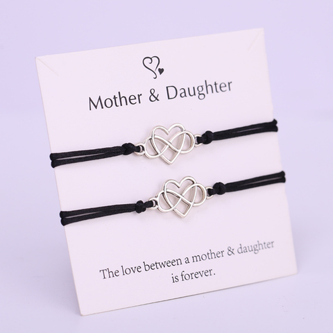 Pulseras de corazón infinito para madre e hija, pulsera de cuerda ajustable, joyería de moda para mujer y niña, envío directo ► Foto 1/6