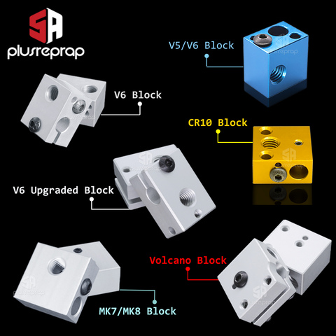 Bloque calefactado para impresora 3D, MK7, MK8, MK10, CR10, V5, V6, volcán para extrusora de cabeza en J, bloque de aluminio ► Foto 1/6