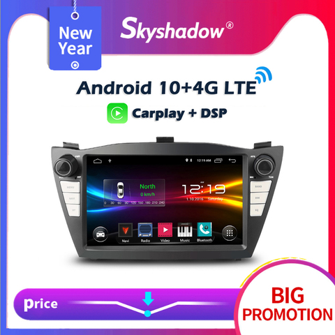 Radio con GPS para coche, Radio con reproductor DVD, navegador, Android 10,0, DSP, 8 pulgadas, 4GB + 64GB, IPS, Carplay, mapa, WIFI, Bluetooth, RDS, para Hyundai Tucson IX35 2009-2016 ► Foto 1/6