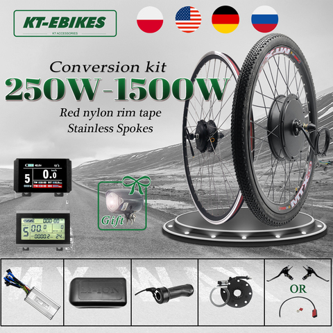 Ebike-kit DE CAMBIO DE buje sin escobillas, rueda de motor 48V, 1500W, 1000W, 750W, 36V, 250W, KT, LED, LCD, Kit de conversión de bicicleta eléctrica ► Foto 1/6