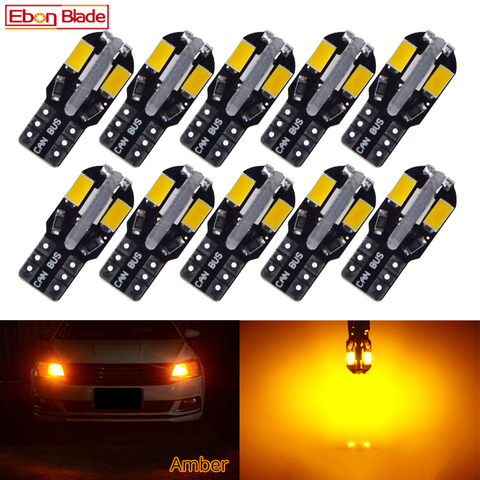 10 Uds. Bombilla Led T10 Canbus W5W 168 194, luces interiores para automóvil, lámpara de señal, domo, luz de lectura para matrícula, Auto 12V ámbar, anaranjado ► Foto 1/6