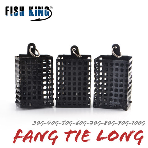 FISH KING-alimentador cuadrado de Metal, jaula de cebo, contenedor, soporte del comedero de la cesta, plomo de pesca de carpa para aparejos de botón, 30-100g, 1 ud. ► Foto 1/6