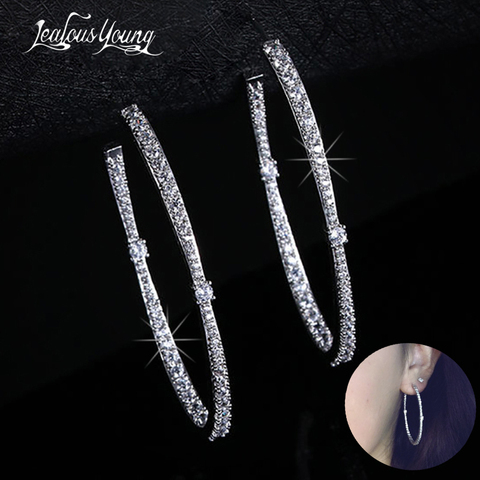 Aretes de aro simples con circonita AAA para joyas de mujer brincos, diamantes de imitación transparentes únicos pavimentados, joyería de Color oro rosa, regalo AE312 ► Foto 1/6