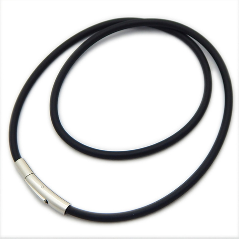 Cadena de cuerda de goma negra con cierre de hebilla de Metal para fabricación de joyas, collar y pulsera, 40/45/50/55/60cm ► Foto 1/6