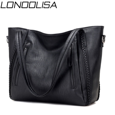 Nuevos bolsos de mano de cuero suave de lujo para mujer, bolsos bandolera tejido de gran capacidad de marca de diseñador, bolsos de mano informales para mujer, bolsos de viaje negros ► Foto 1/6