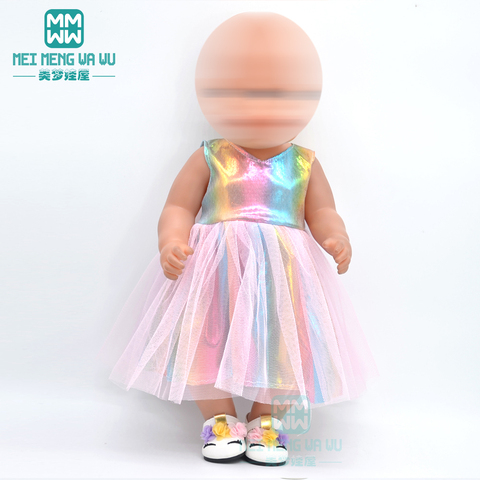 Ropa de muñeca para muñeca recién nacida de 43 cm y accesorios de muñeca americana vestido de gasa de moda, vestido de lazo ► Foto 1/6