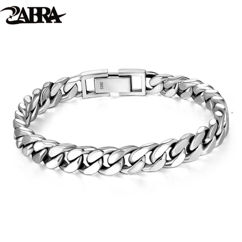 ZABRA Mans Real 925 Pulsera De Plata Esterlina 8mm Anchura 18.5 Longitud Roca Pulseras de Cadena Para Hombre de Joyería de Moda de Regalo ► Foto 1/1