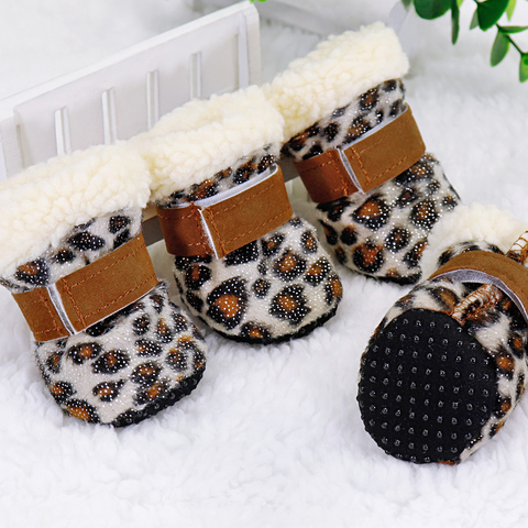 Botas de nieve antideslizantes para perros pequeños, zapatos gruesos para gatos y cachorros, calcetines para Chihuahua y Yorkshire, 4 Uds. ► Foto 1/6