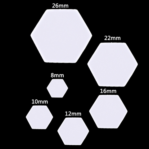 Plantillas hexagonales para Patchwork, 100 Uds., papel acolchado, costura artesanal, seis tamaños, B85C ► Foto 1/6