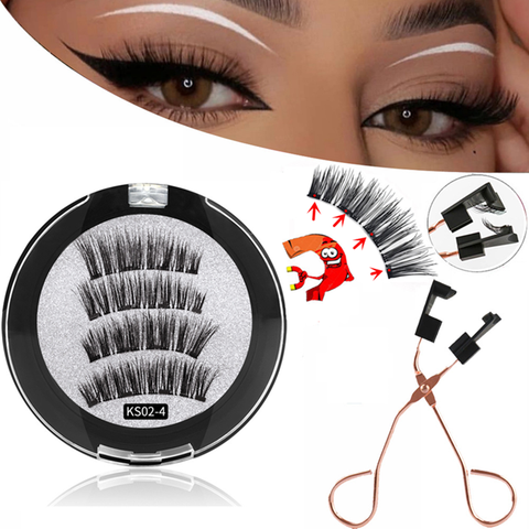 Pestañas magnéticas 3D con 3/4 imanes, hechas a mano, maquillaje de visón, pestañas postizas extendidas, pestañas postizas reutilizables, envío directo ► Foto 1/6