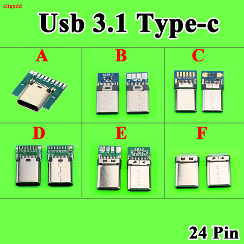 2X conector USB 3,1 tipo C 24 pines macho hembra adaptador para enchufe hembra a cable de soldadura y cable 14 24 P PCB placa de soporte módulo ► Foto 1/6