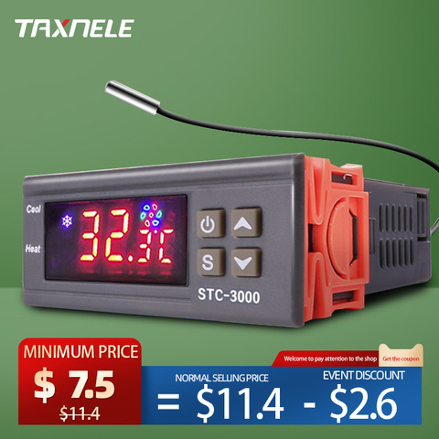Controlador de temperatura Digital, termostato termorregulador, incubadora, relé LED 10A, STC-3000 de enfriamiento de calefacción, STC-1000 STC 1000 ► Foto 1/6