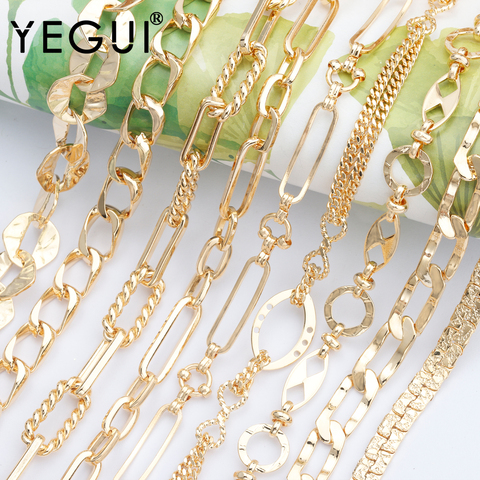 YEGUI C131, accesorios de joyería, cadena de bricolaje, chapado en oro de 18k, 0,3 micras, fabricación de joyas, collar de pulsera de bricolaje, hecho a mano, 1 m/lote ► Foto 1/6