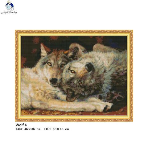 Wolf-lienzo estampado con cuentas DMC 14CT 11CT, punto de cruz, manualidades hechas a mano, decoración del hogar, bordado, costura, 4 pinturas ► Foto 1/6