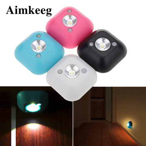 Aimkeeg Mini Sensor inalámbrico LED lámpara de luz nocturna PIR Sensor de movimiento infrarrojo activado luz para lámpara de pared gabinete escaleras Luz ► Foto 1/6