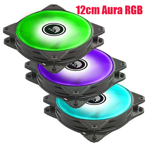 12cm AURA RGB 12V 4PIN ventilador con cubierta tranquila radiador PC enfriador de CPU ARGB 4pin sincronización con placa base de Fans ► Foto 1/6