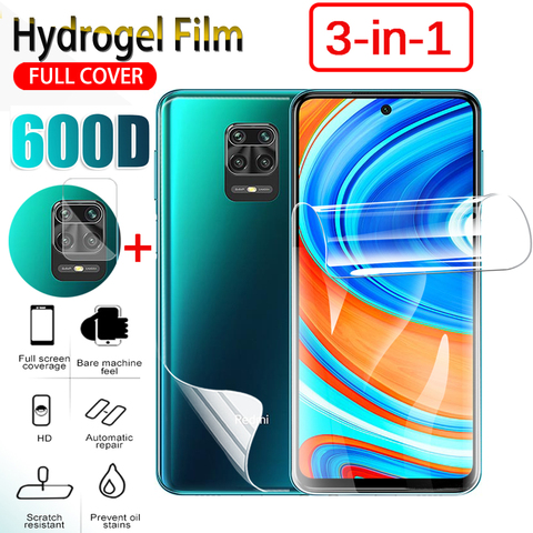 Protector de pantalla de hidrogel 3 en 1 para Xiaomi Redmi Note 9 pro max Note 9s 8 pro 8 7 pro 7s 5, película trasera ► Foto 1/6