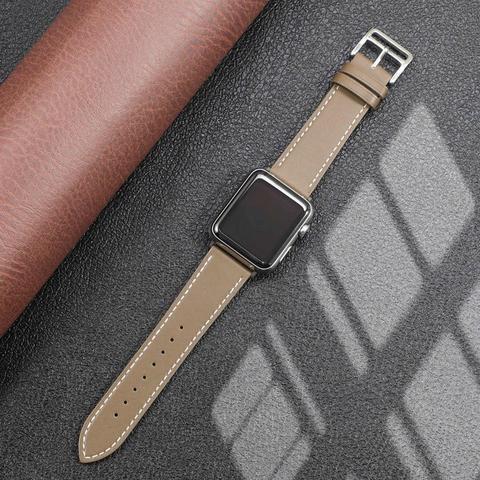 Correa de cuero para Apple watch banda 44mm 40mm iWatch banda 38mm 42mm una sola vuelta reloj de pulsera de reloj de Apple de la serie 5-4-3-6-se ► Foto 1/6