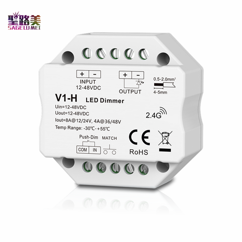 Regulador de intensidad V1-H para tira de luces LED, 12-48V, 24V, 36V, 96W/192W/144W/192W, regulador LED de un solo Color, sin paso a paso ► Foto 1/2